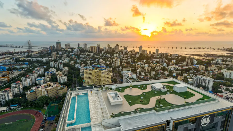 Aerial panorama of Bandra Bay